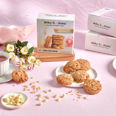 White Chocolate Chip & Macadamia Lactation Cookies | Milky Goodness Lactation Cookies from Milky Goodness maternity store australia
